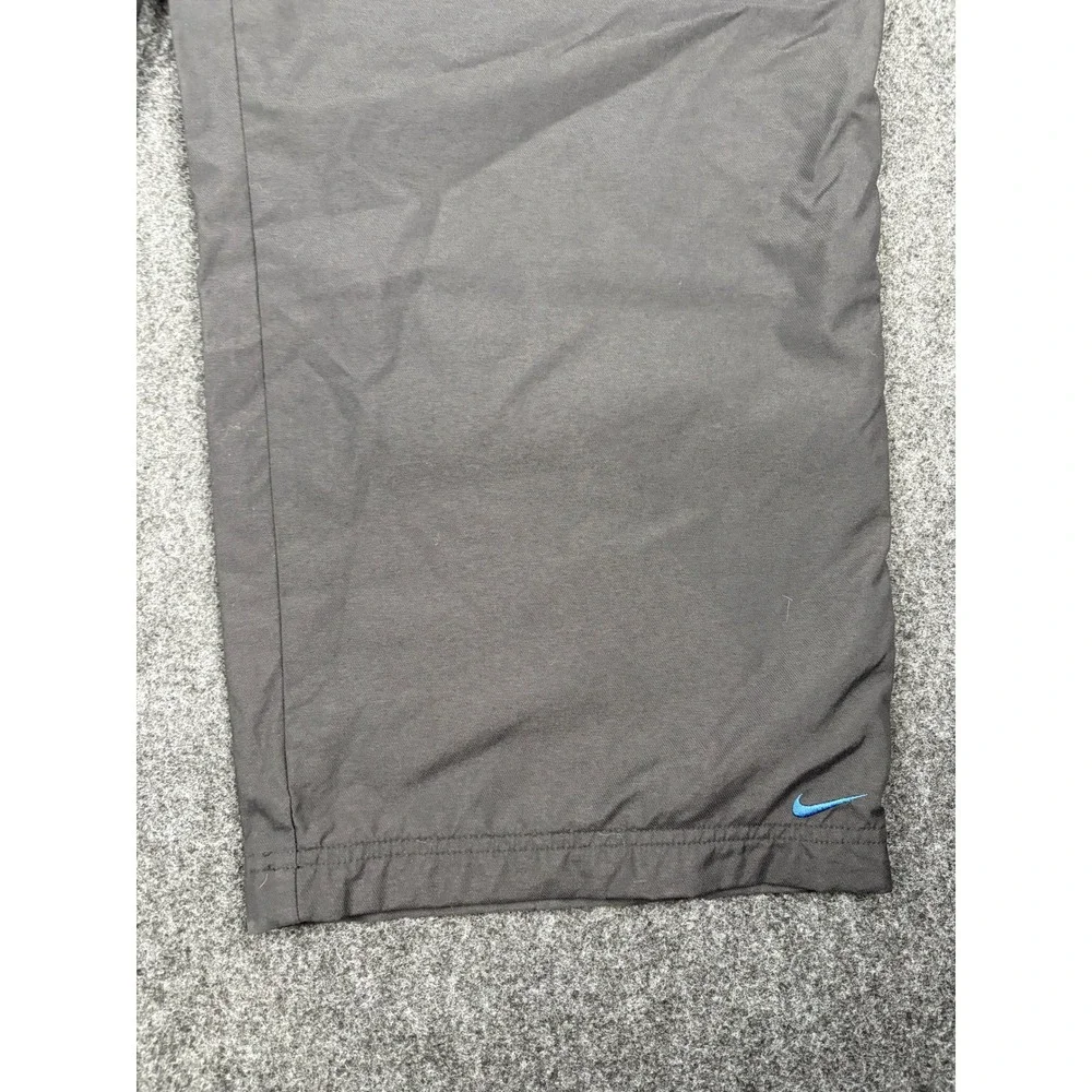 Vintage Y2K Nike Boys L 16-18 Black Nylon Cargo Pants Wide Leg Blue Swoosh